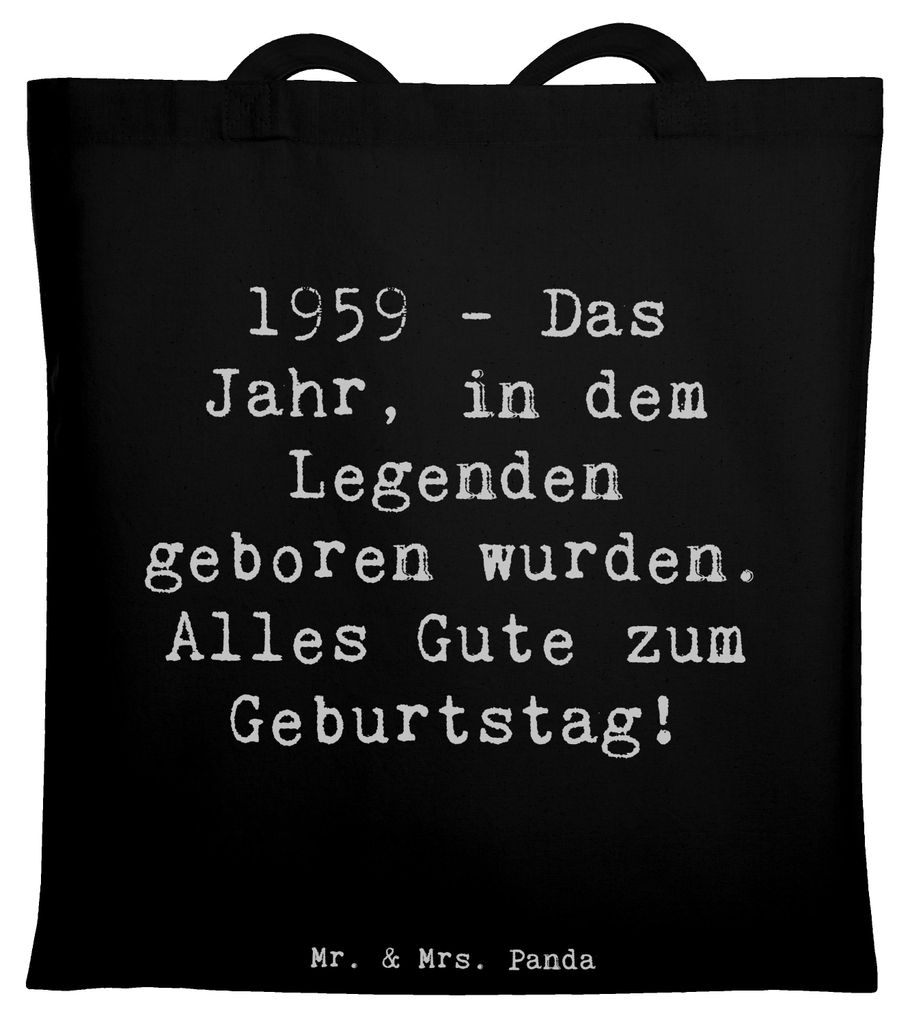Mr. & Mrs. Panda Uni Tasche Spruch 1959 Geburtstag - Schwarz - Geschenk, Jutebeutel, Baumwolltasche, Leben feiern, Glückwunsch, Alles Gute zum, To...