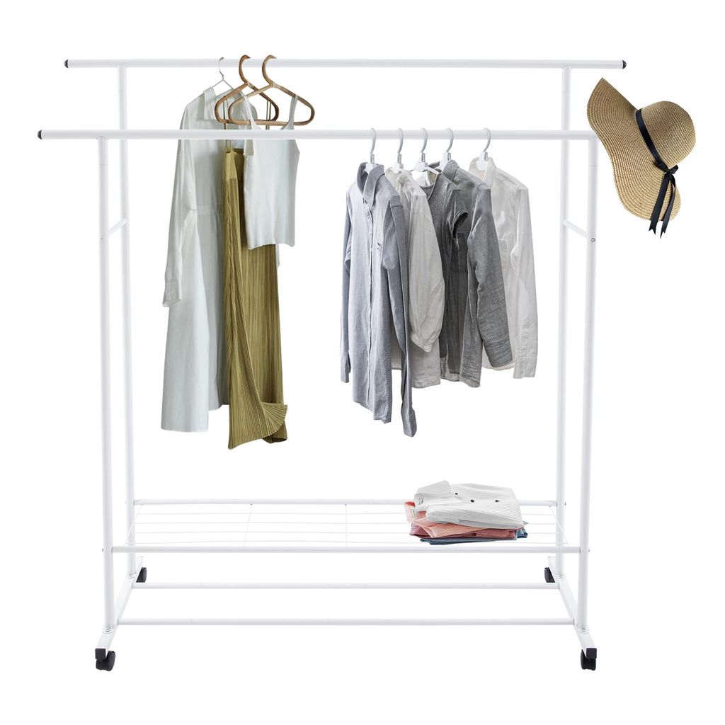 Porte-vêtements sur roulettes, portant à manteaux, étagère Image du produit 