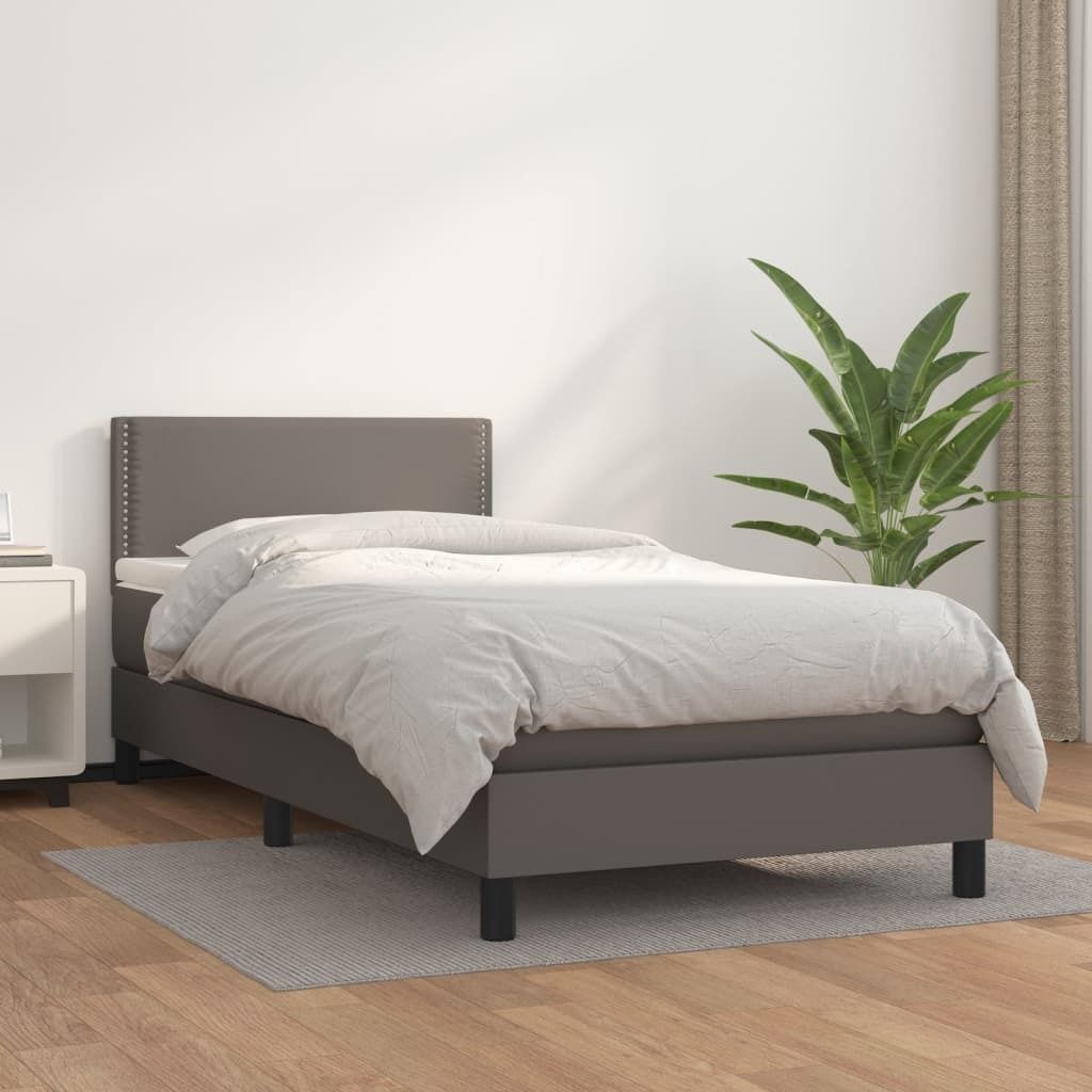 Maison Exclusive - Boxspringbett mit Matratze Grau 80x200 cm Kunstleder