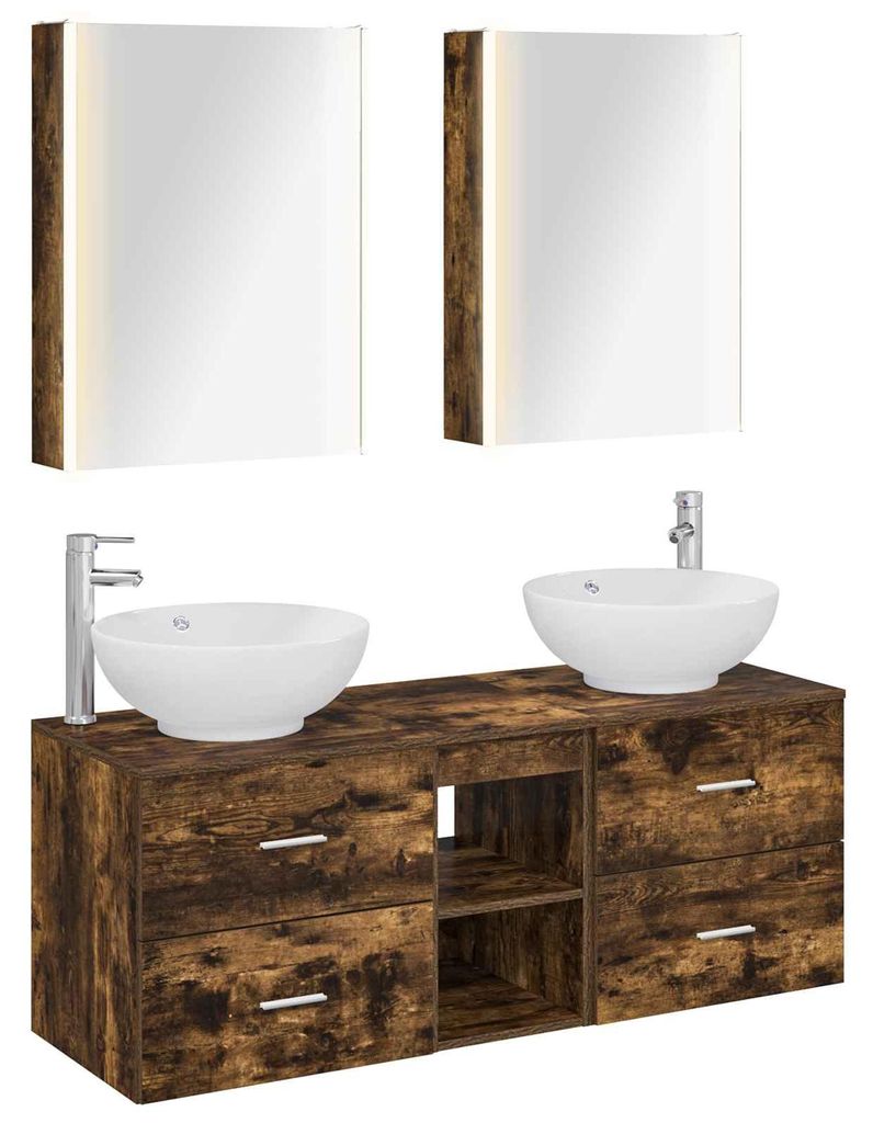 vidaXL Badezimmermöbel-Set 5 pcs Geräucherte Eiche
