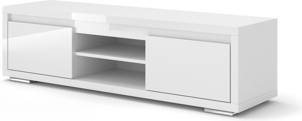 TV LOWBOARD Schrank Nordic Bianco III Sideboard TV Tisch Weiß ganz in Hochglanz lakiert