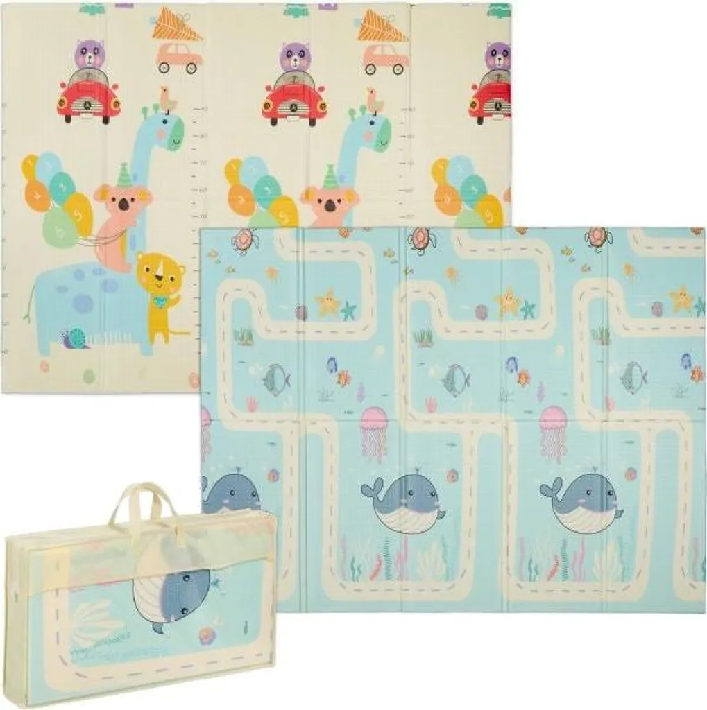 Tapis d'éveil pliable en mousse pour chambre d'enfant décor animaux
