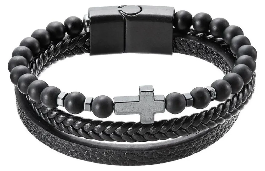 Bracelet cuir noir 21 cm confortable - Fini les bijoux fragiles 43044,3