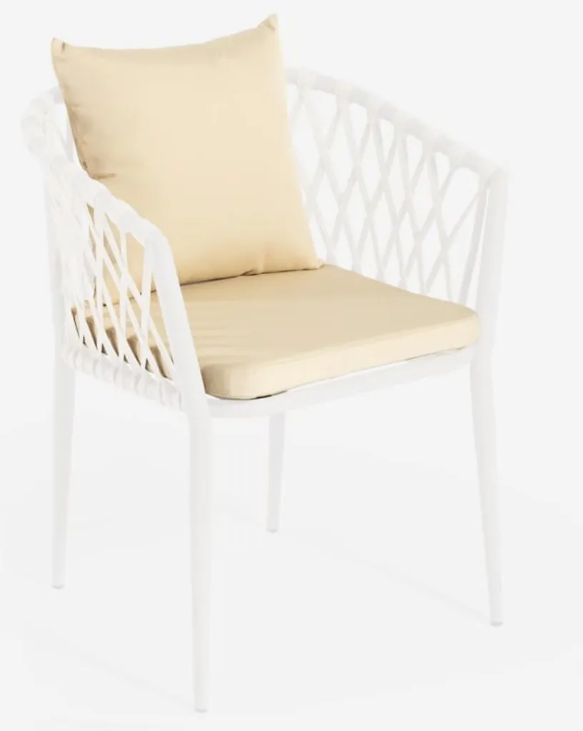 Set de 2 coussins d'assise beiges pour chaises de jardin Verve à cordes