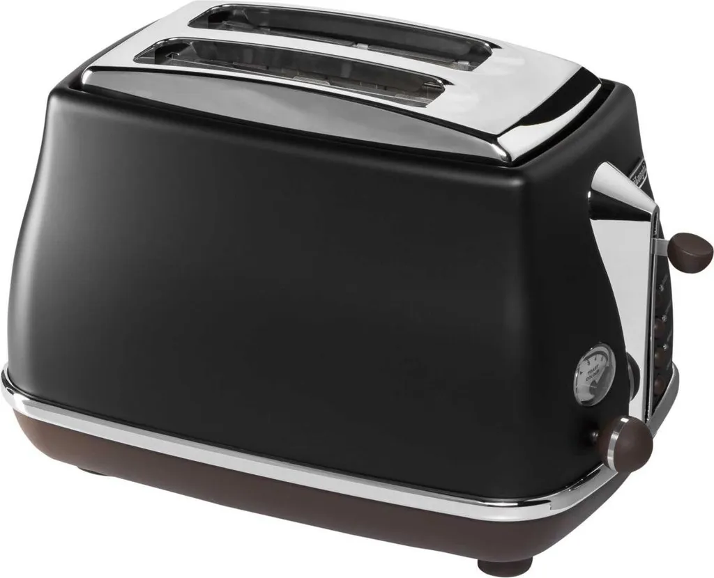 Grille-pain 2 fentes DeLonghi CTOV2103.BK noir mat style rétro chic