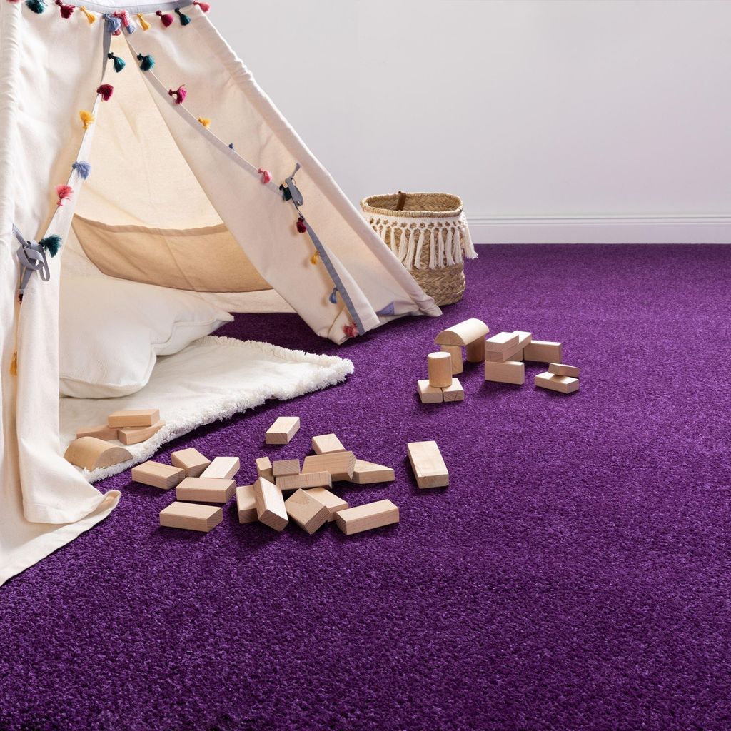 Steffensmeier Teppichboden Cambridge Young Meterware | Auslegware für Kinderzimmer Wohnzimmer Schlafzimmer | Lila, Größe: 400x700 cm