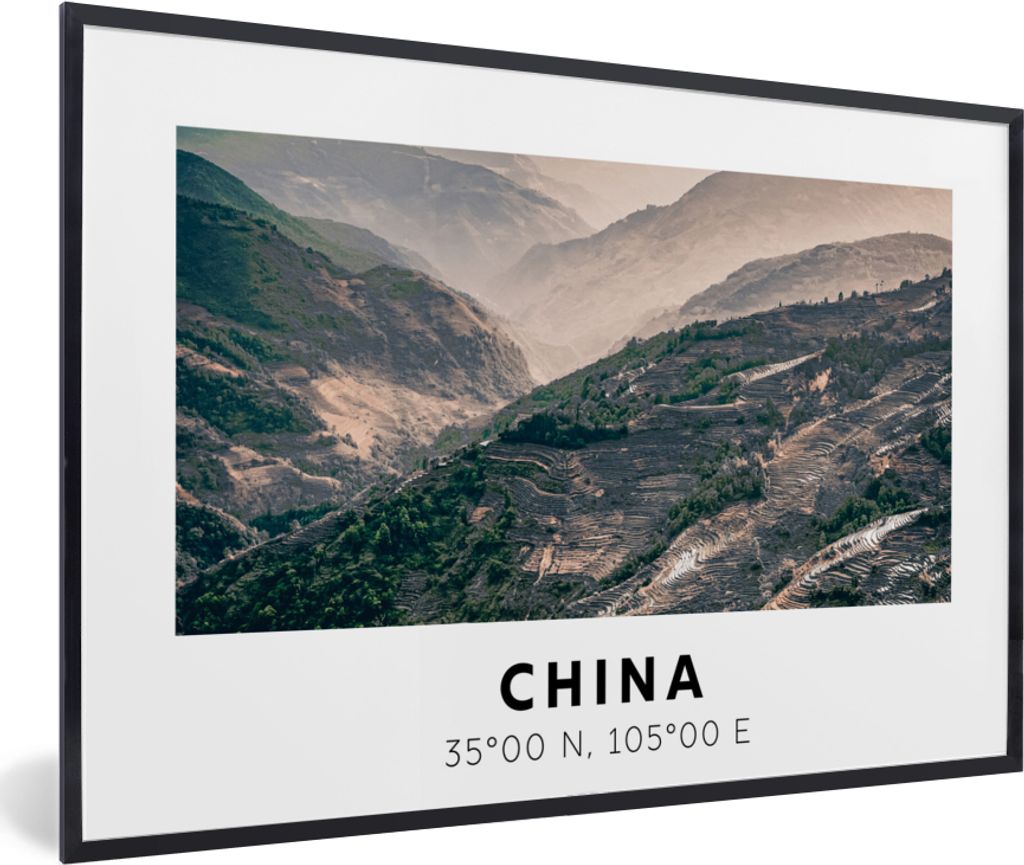 MuchoWow Gerahmtes Poster China - Berge - Asien 60x40 cm - Poster mit Schwarzem Bilderrahmen Wandposter Rahmen Foto Bilder - Printing - Wanddeko ...