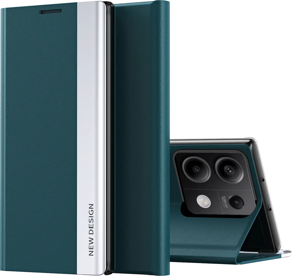 Cover Portafoglio Flip Per Xiaomi Redmi Note 13 5G – Rilievo Grigio, Custodia In Pelle PU Con Porta Carte E Supporto