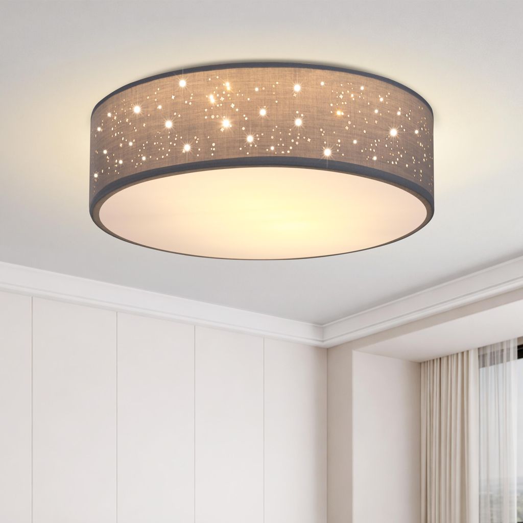 MONZANA® Plafonnier Ciel étoilé Rond Ø 38cm Abat-jour Tissu Image du produit 