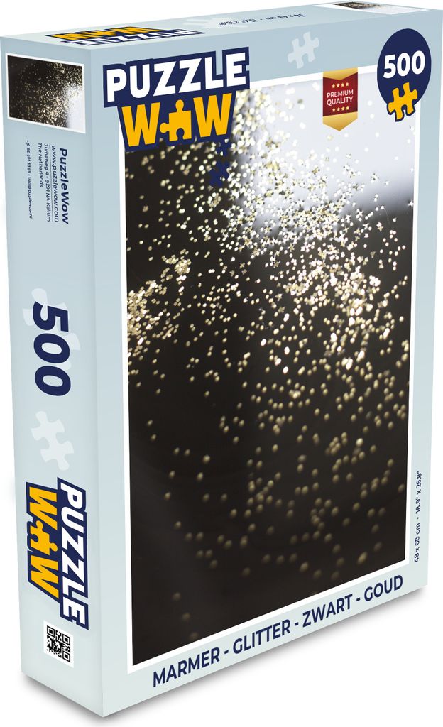 MuchoWow Puzzle 500 Teile Marmor - Glitter - Schwarz - Gold - Denken - Spiel - Toy