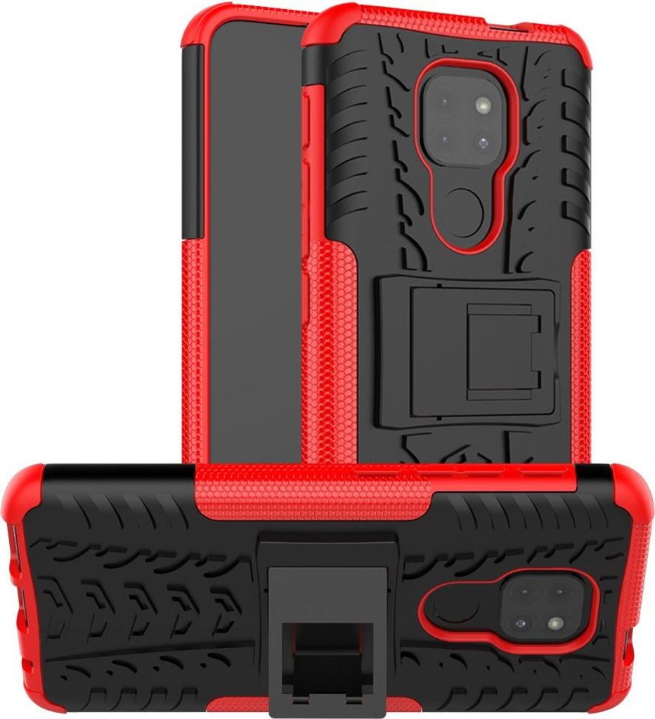Motorola Moto G9 Play Hülle - Coverup Panzer Back Cover mit Ständer - Rot