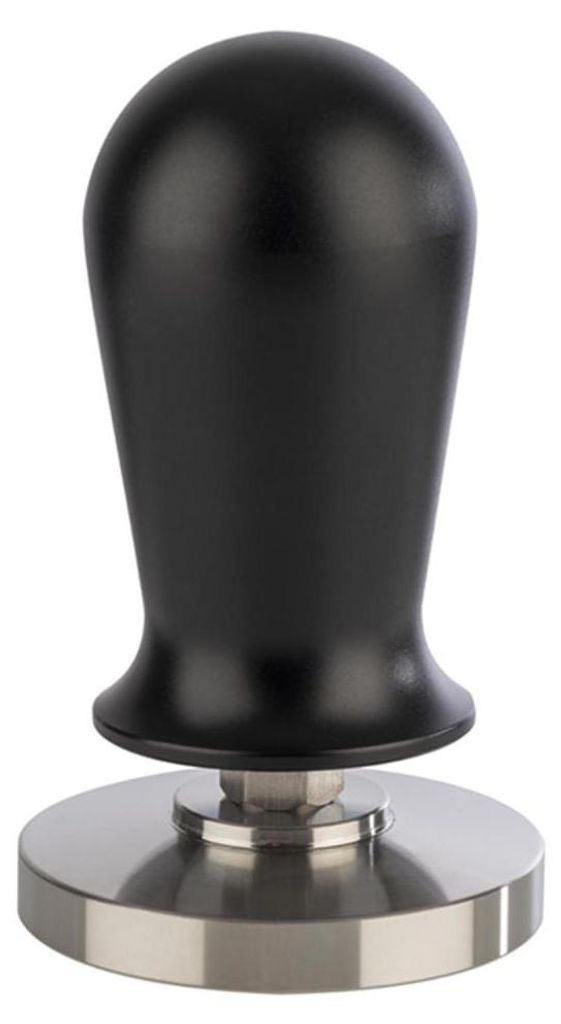 APS 10380 Espresso Tamper Ø 58 mm, Höhe 10 cm, Edelstahl, Aluminium, ca. 350 g, silber/schwarz, Gruff mit Druckregulierung
