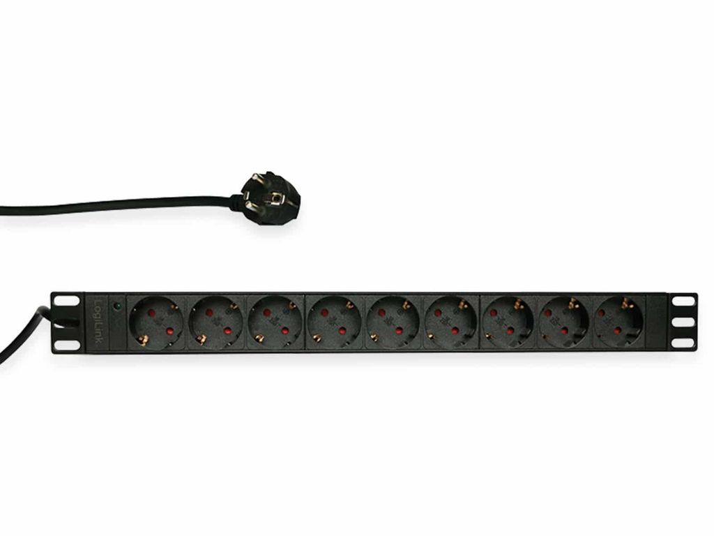 LogiLink 19" Steckdosenleiste 9-fach ohne Schalter schwarz Produktbild 