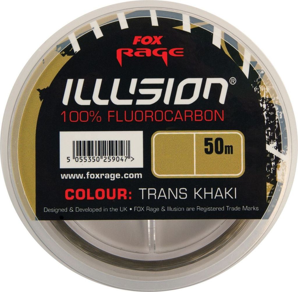 Fox Rage Illusion Fluorocarbon trans khaki 50m Vorfachschnur, Durchmesser/Tragkraft:0.25mm /3.66kg Tragkraft