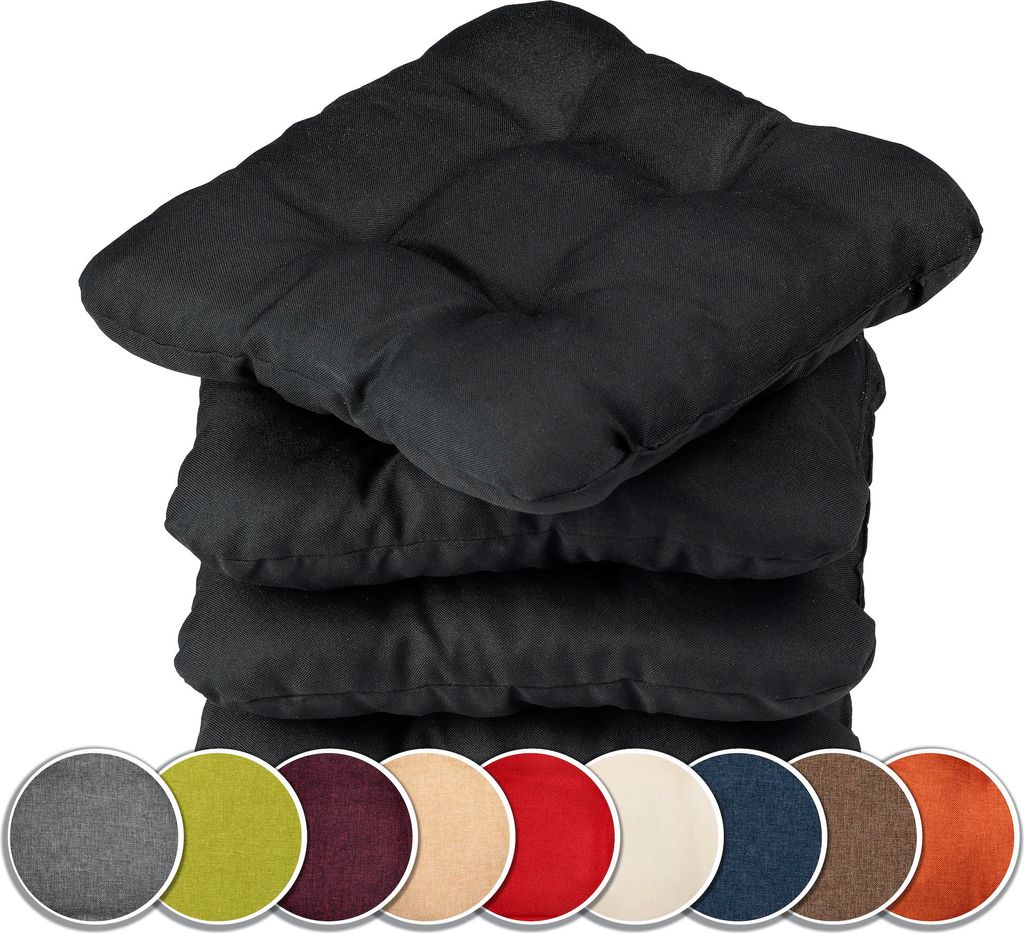 Sunnypillow 4er Set Stuhlkissen 40x40 cm Bequeme 8cm Polsterauflage Auflage für Stühle / Bänke in Haus und Garten Sitzkissen Sitzauflage Gartenk...
