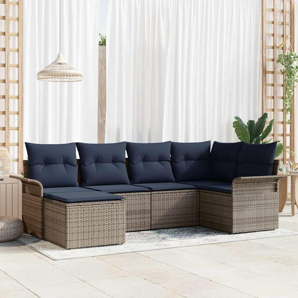 Maison Exclusive - Gartensofa-set mit Speicher 6 pcs Grau Poly-Rattan