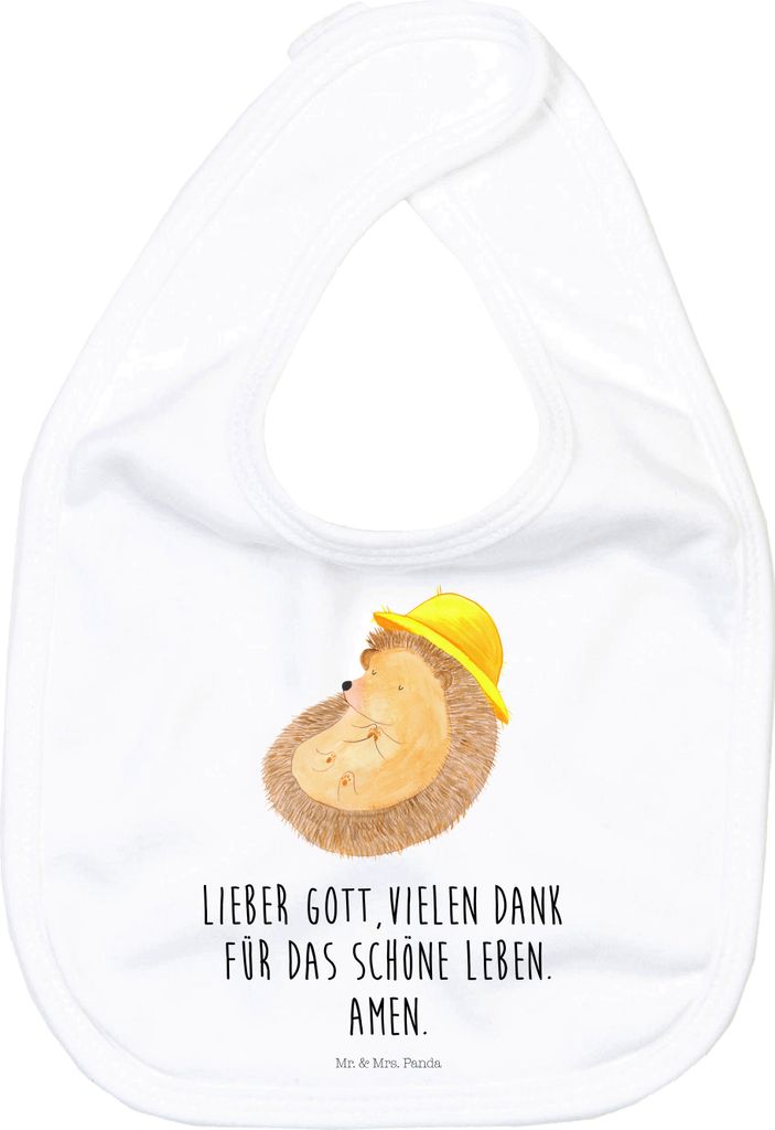 Mr. & Mrs. Panda Lätzchen Igel Beten - Weiß - Geschenk, Amen, Genießen, Schlabberlatz, Gott, Sonnenhut, Für Babys, Baumwolle, Kinderlätzchen, ...