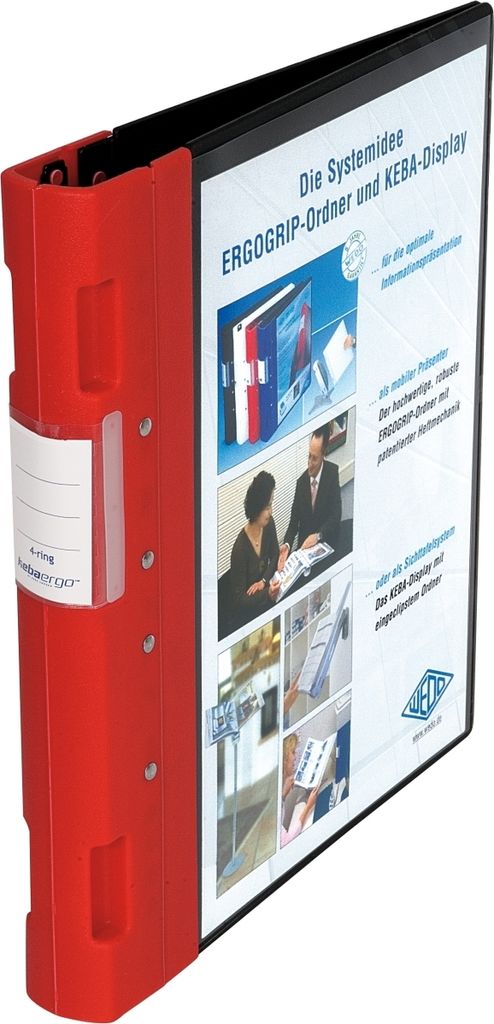 Präsentationsordner Ergogrip A4 30mm 4 Ringe schwarz/rot Packung mit 4 Stück