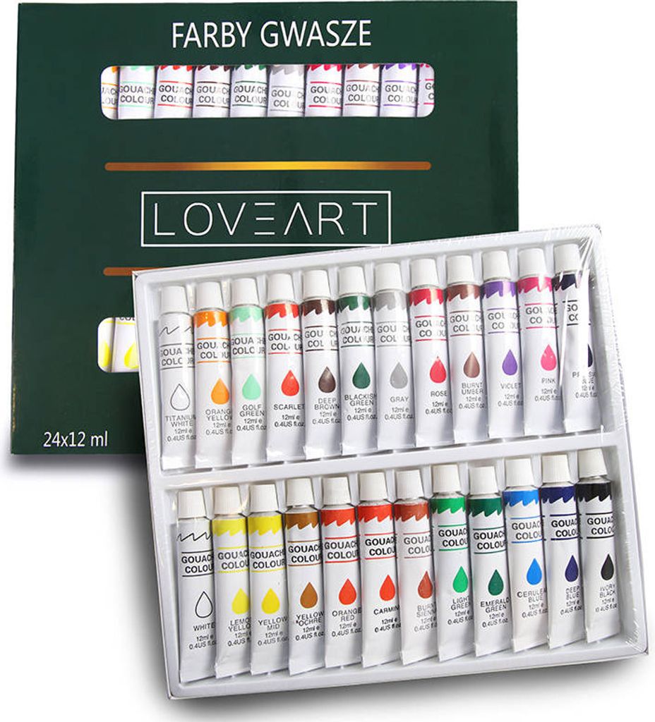 Set di colori a guazzo LOVEART 24 tubi x 12 ml set di Immagine del prodotto 