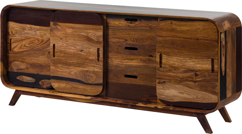 MASSIVMOEBEL24 Sideboard Sheesham 173x40x75 dunkelbraun Produktbild 