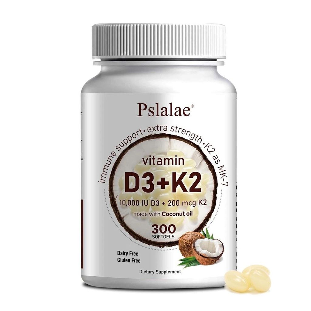 Vitamin D3+K2 (300 Kapseln) Nahrungsergänzungsmittel, Knochen, Gelenke, Muskeln, Immunsystem, Energie, Stoffwechsel, Gelenkgesundheit