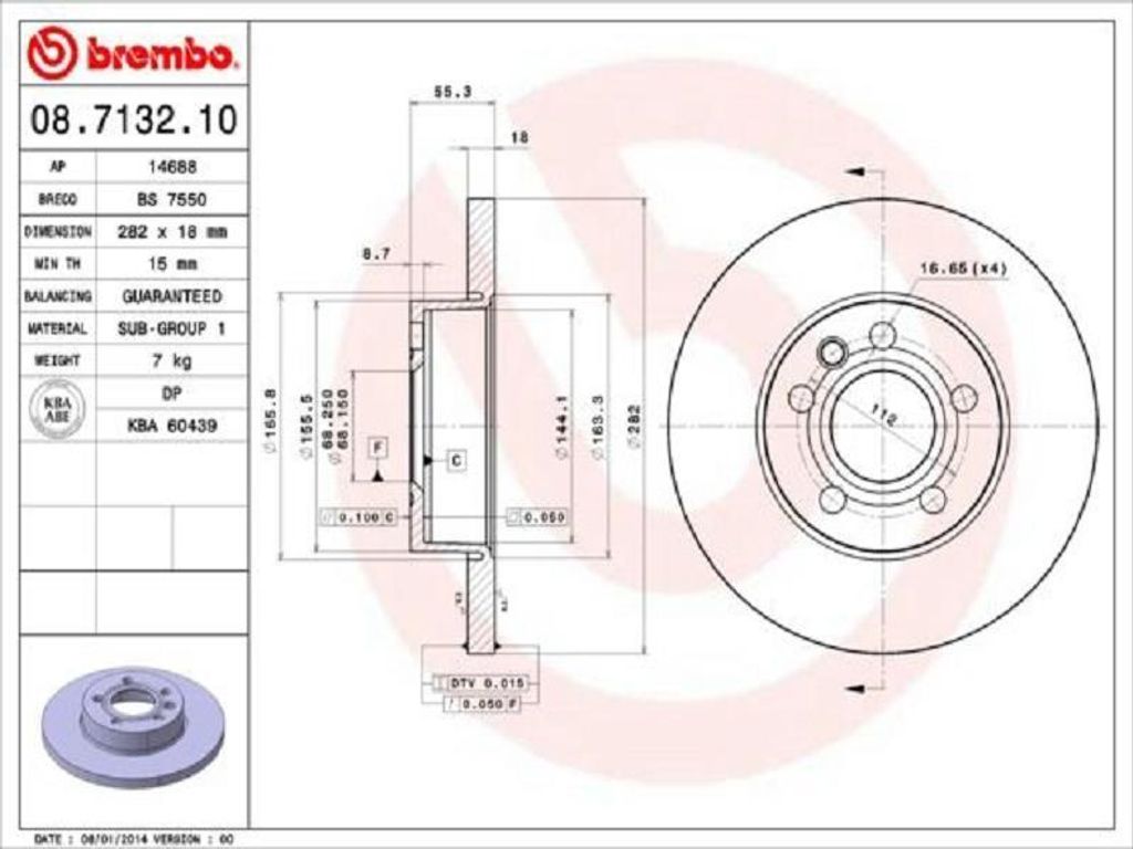 BREMBO Bremsscheiben (2 Stück) Vorderachse 08.7132.10