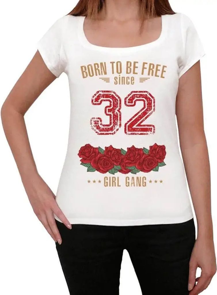 Damen Grafik T-Shirt Mädchenbande geboren um frei zu sein seit 32 – Girl Gang Born To Be Free Since 32 – Geschenk 92. Geburtstag Jahrestag 92 ...