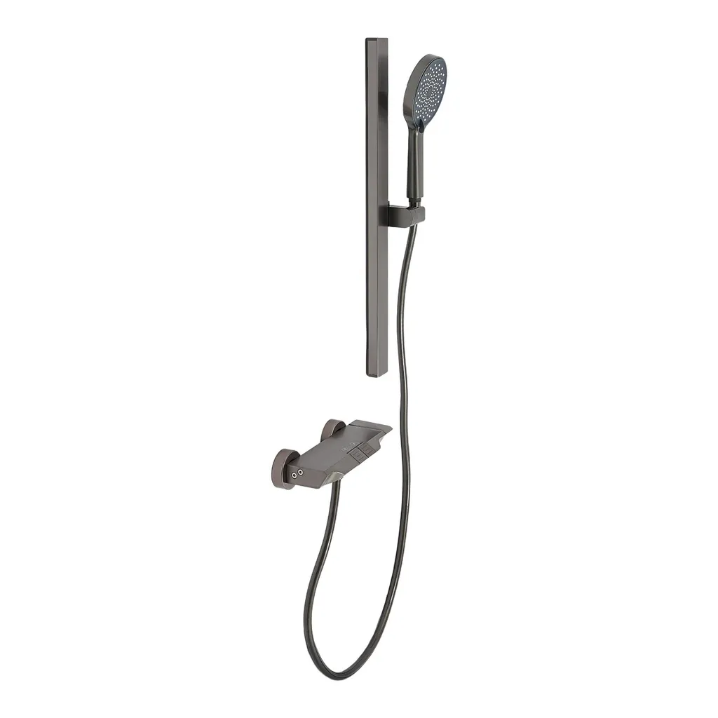 Set de douche gris mural complet pour installation hôtel et piscine
