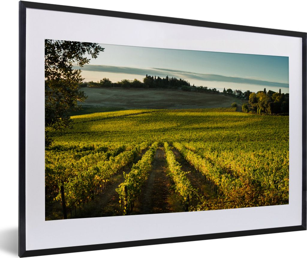 MuchoWow MuchoWow Gerahmtes Poster Toskana - Landschaft - Wein 60x40 cm - Poster mit zchwarzem Bilderrahmen - Schlafzimmer - Plakat in Rahmen -...