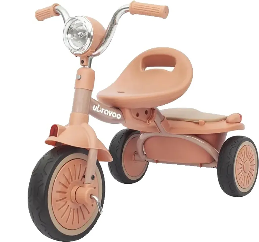 Tricycle pour enfant pliable rose et noir à roues en PU lumineuses