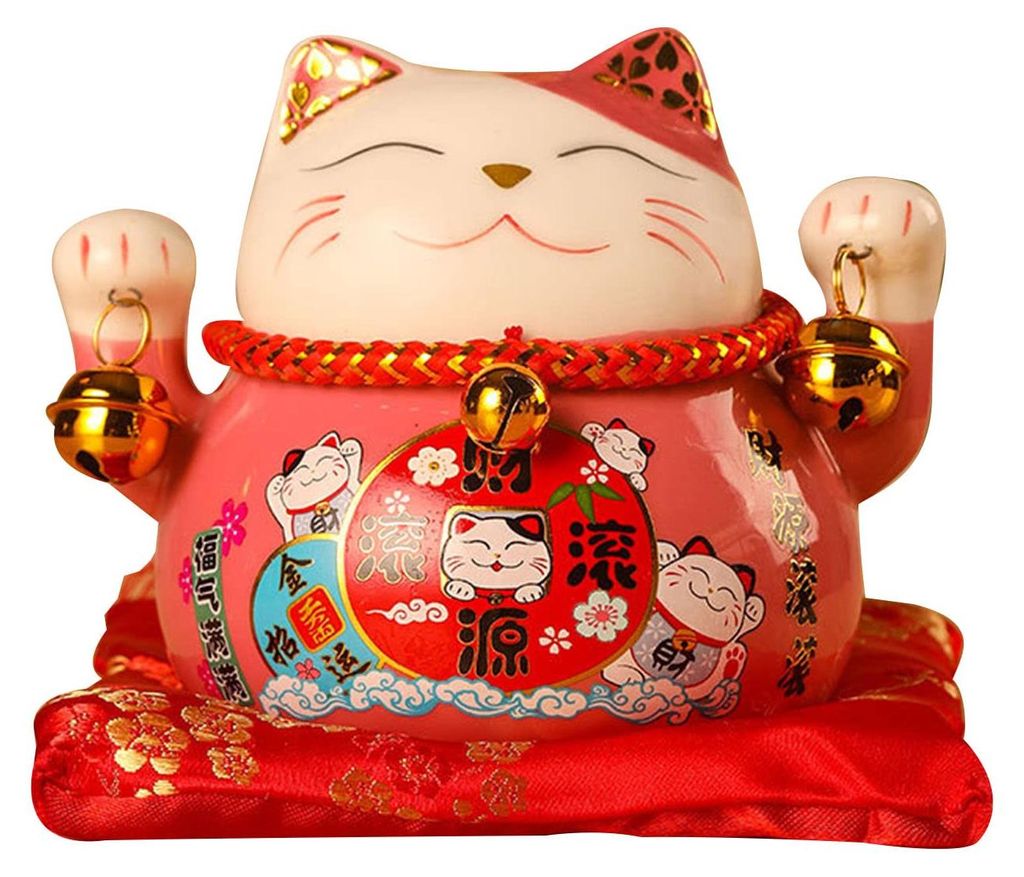 Sparschwein, 11,5 cm Feng Shui Sparschwein, Glückskatzen-Sparschwein, Keramik-Glückskatzen-Sparschwein, Geschenkglas, Schreibtisch-, Spielzeugdek...