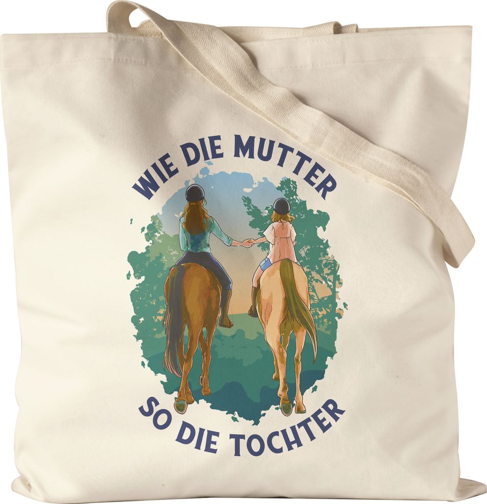Wie Die Mutter So Die Tochter Stoffbeutel Jutebeutel Canvas Berge Reiten Pferde Wiesen Frische Luft Sport Bewegung Stute Hobbie