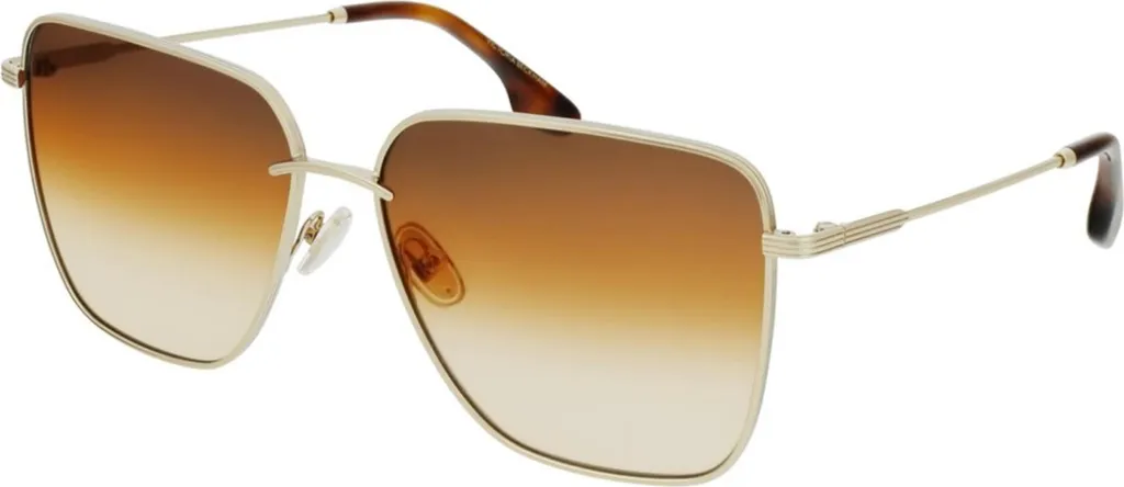 Victoria Beckham VB218S 708 Occhiali da Sole Quadrati Oro Originali