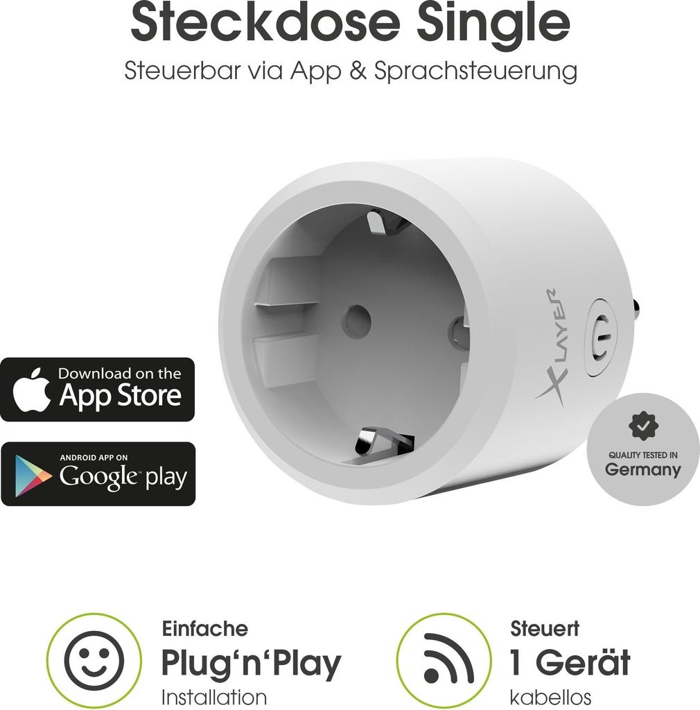 XLAYER 217237 XLAYER Smart Echo Single Funksteckdose Immagine del prodotto 