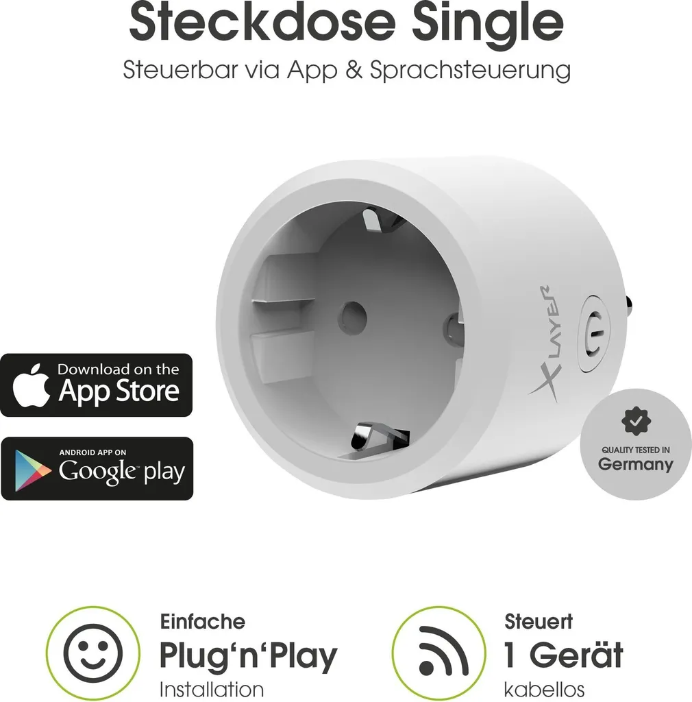 Prise Connectée Wi-Fi Smart Echo Single XLAYER pour Maison Intelligente