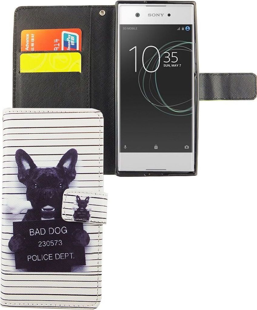Handyhülle Tasche für Handy Sony Xperia XA1 Böser Hund Weiß
