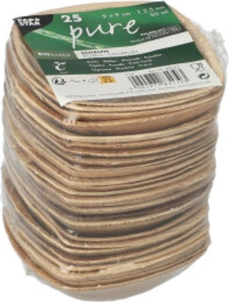 Papstar Palmblatt pure Schalen eckig 25x25cm 25er