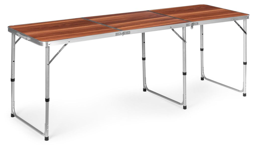 Tavolino da campeggio pieghevole, piano marrone, 180x60 cm, Immagine del prodotto 