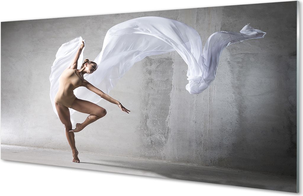 Glasbilder 100x50 Wandkunst Frau tanzen weiß Material