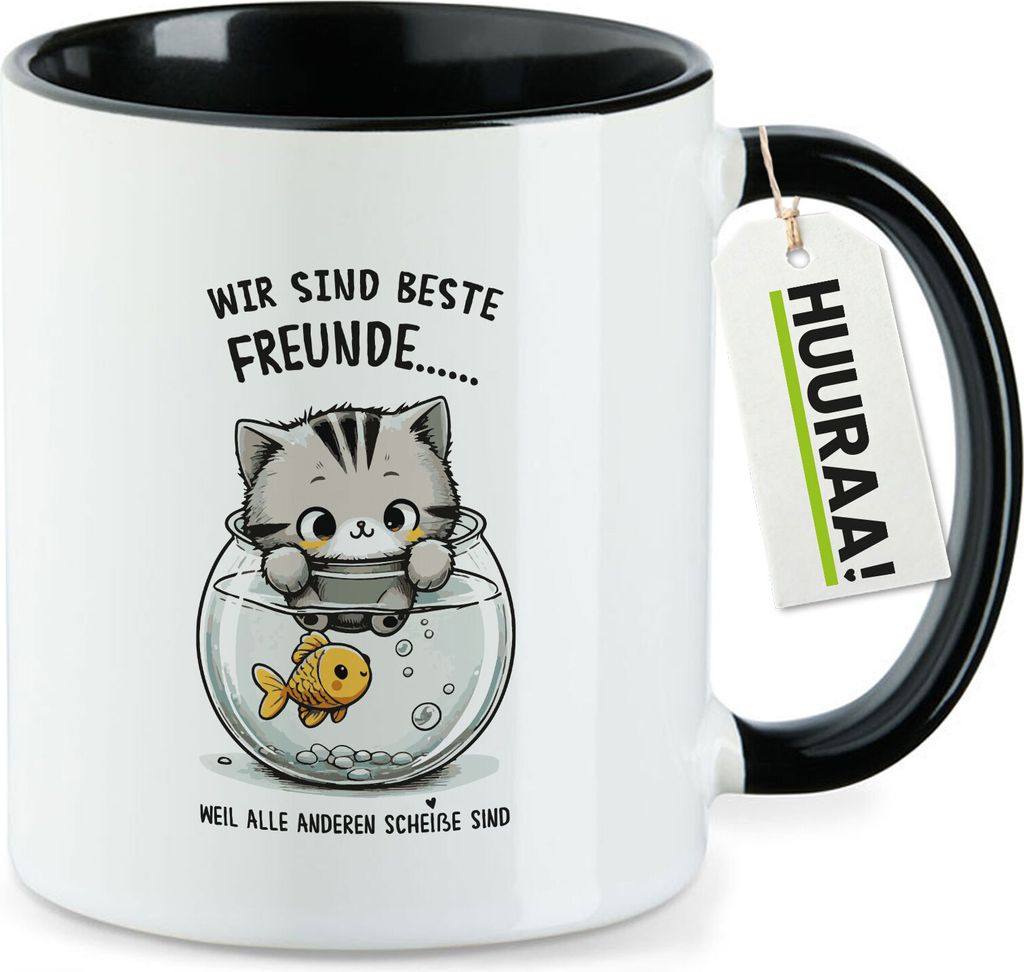 Huuraa Kaffeetasse Beste Freunde Weil alle anderen scheiße sind. 330ml Schwarz Keramik Kaffeebecher Geschenkidee