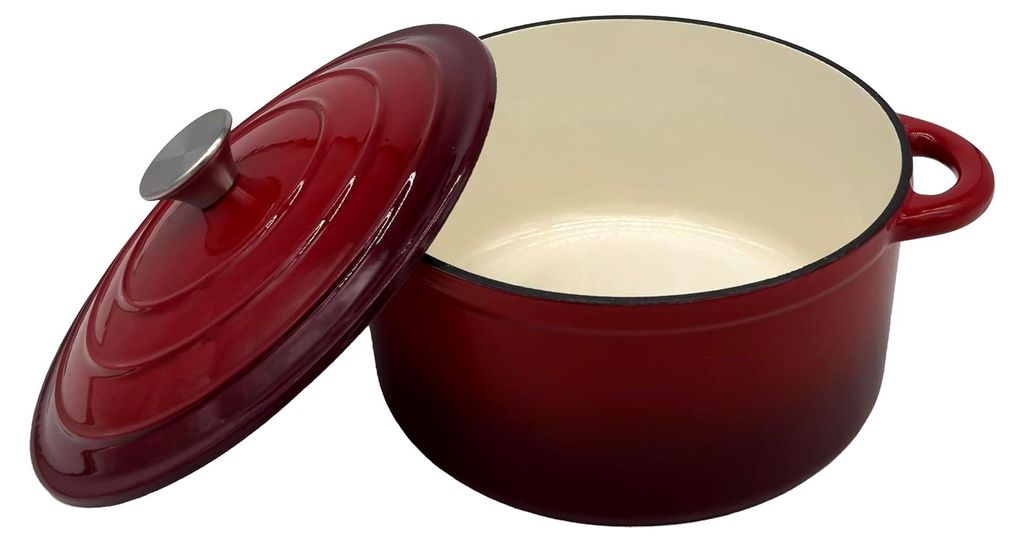 Emaille Gusseisen Bräter Ø 26 cm – Geeignet für alle Herdarten, Rot