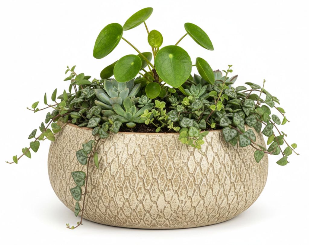 Glimmer Blumentopf / Pflanzschale Madeira - creme - Produktbild 