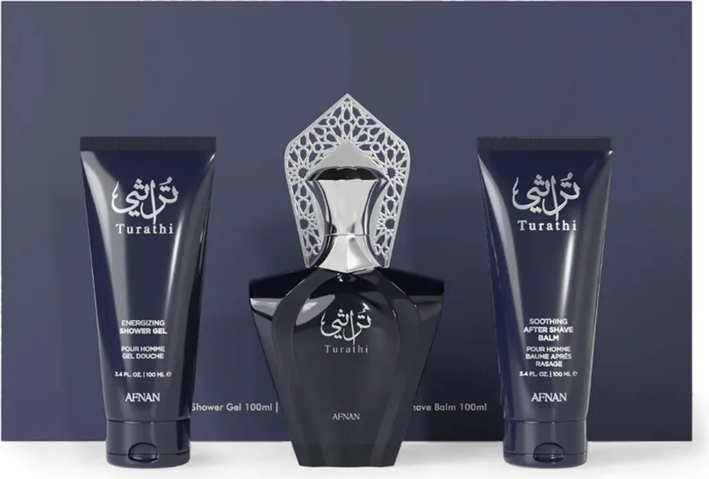 Afnan Turathi Blue Coffret Parfum Homme EDP 90ml avec Soins Barbe