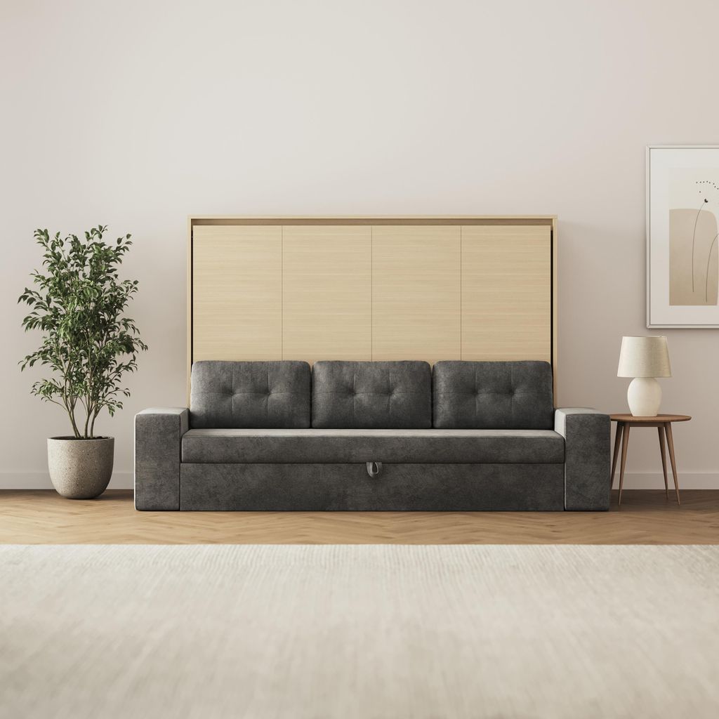 Schrankbett inkl.SOFA Anthrazit H140x200 M2 (Tiefe 55cm) Kaiserberg Eiche