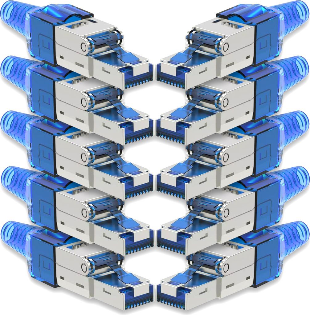 10x Netzwerk Stecker CAT 7 Werkzeuglos RJ45 CAT7 Netzwerkstecker Netzwerkkabel