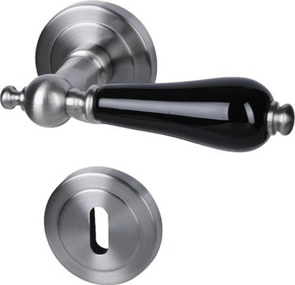 Rosettengarnitur BB Neptun satiniert/schwarz Produktbild 