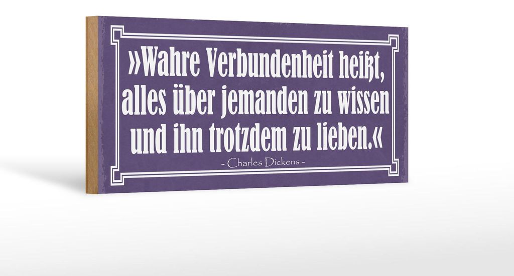 Holzschild Spruch 27x10cm Wahre Verbundenheit heißt alles