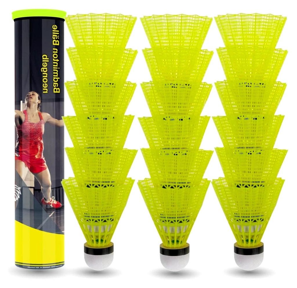 36 Federbälle gelb für Badmintontraining und Wettkampf - Federbälle für Outdoor und Indoor