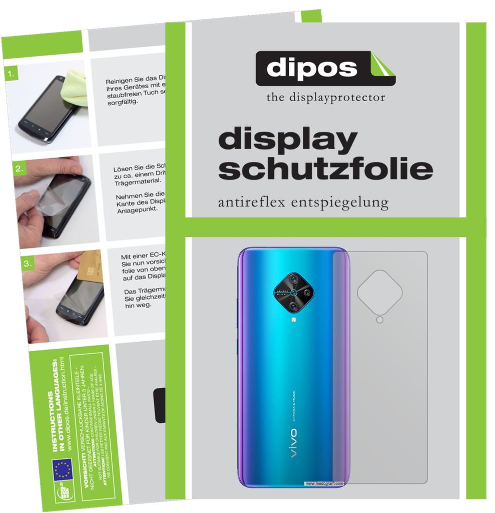 5x Schutzfolie für Vivo Y51 (2020) Rückseite matt Displayschutzfolie Folie Display Schutz dipos