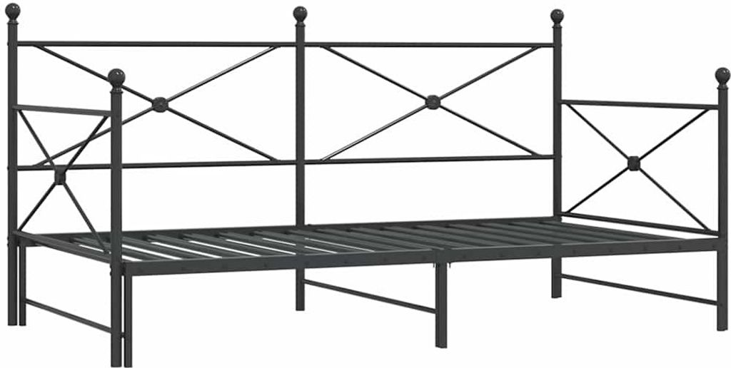 vidaXL Tagesbett Ausziehbar ohne Matratze Schwarz 107x203 cm Stahl